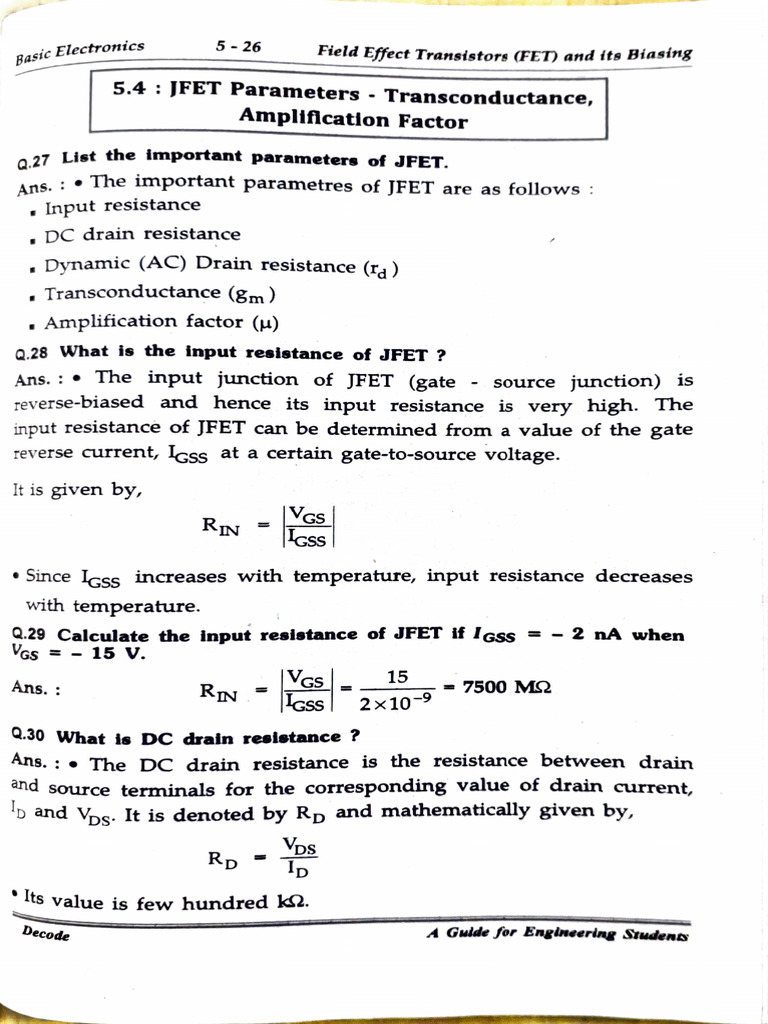JFET Parameters and Biasing Guide | PDF | Field Effect Transistor ...