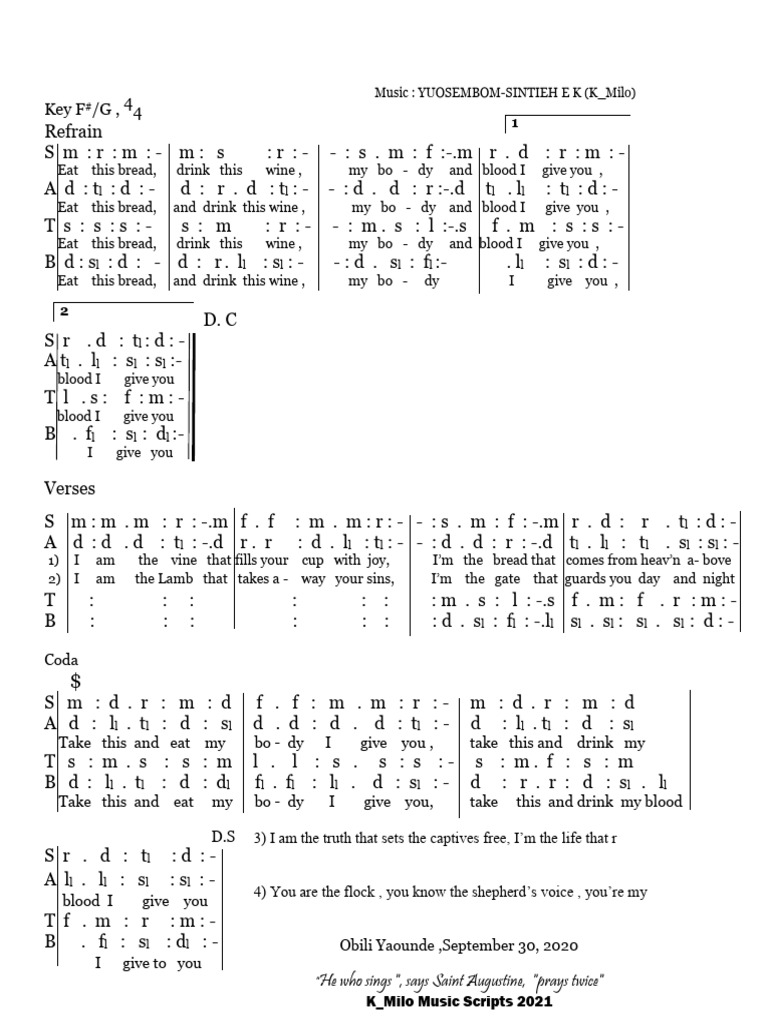 (Communion) : Key F /G, 44 | PDF | Christian Worship And Liturgy