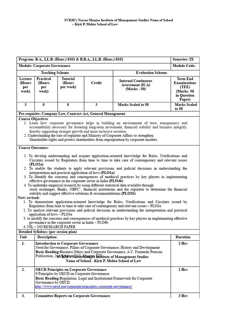 Course outlines cg pdf governance corporate governance