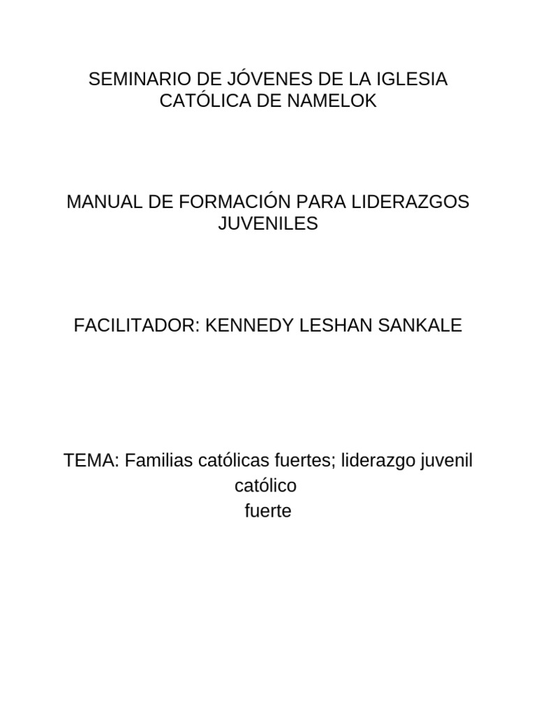 Liderazgo Juvenil en Familias Católicas | PDF | Elijah | Liderazgo