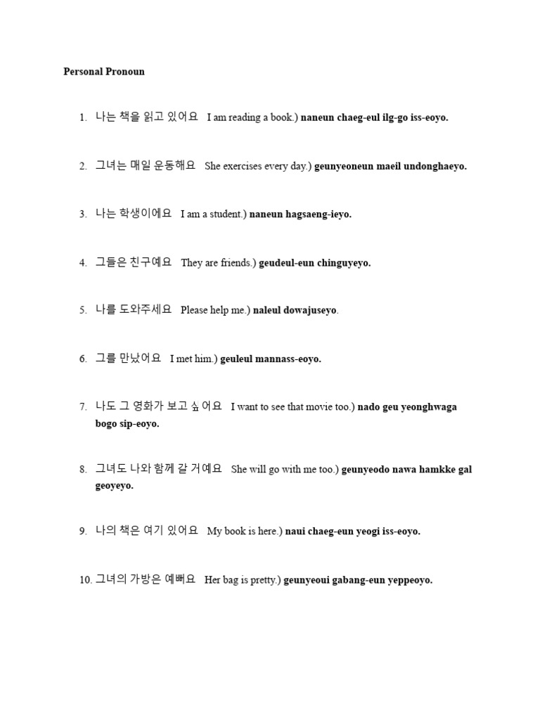 Korean Pronouns Explained | PDF | Grammatical Number | Grammatical ...