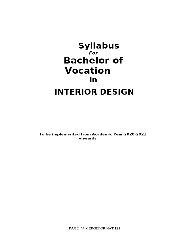 B.Voc in Interior Design Syllabus 2020-21 | PDF | Lighting | Interior ...