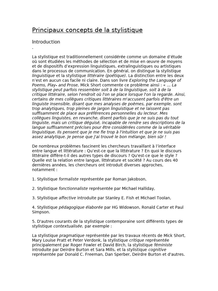 Concepts clés de la stylistique | PDF | Linguistique | Rhétorique