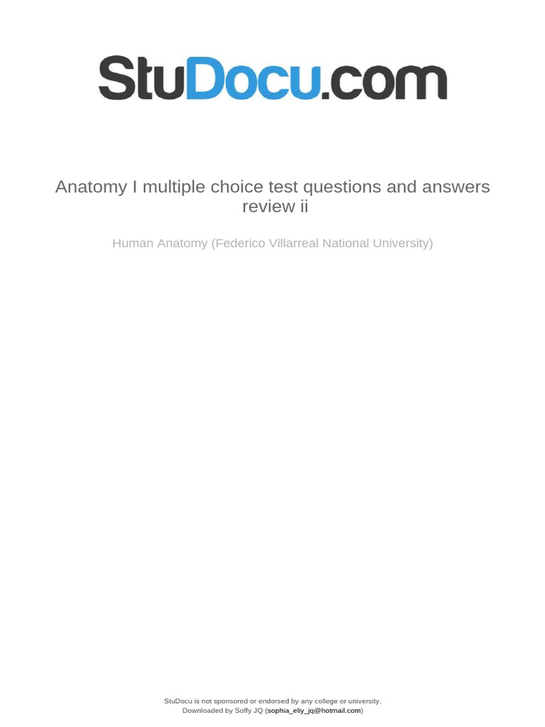 Anatomy Test Type Exam and Questions and Answers Review II | PDF ...