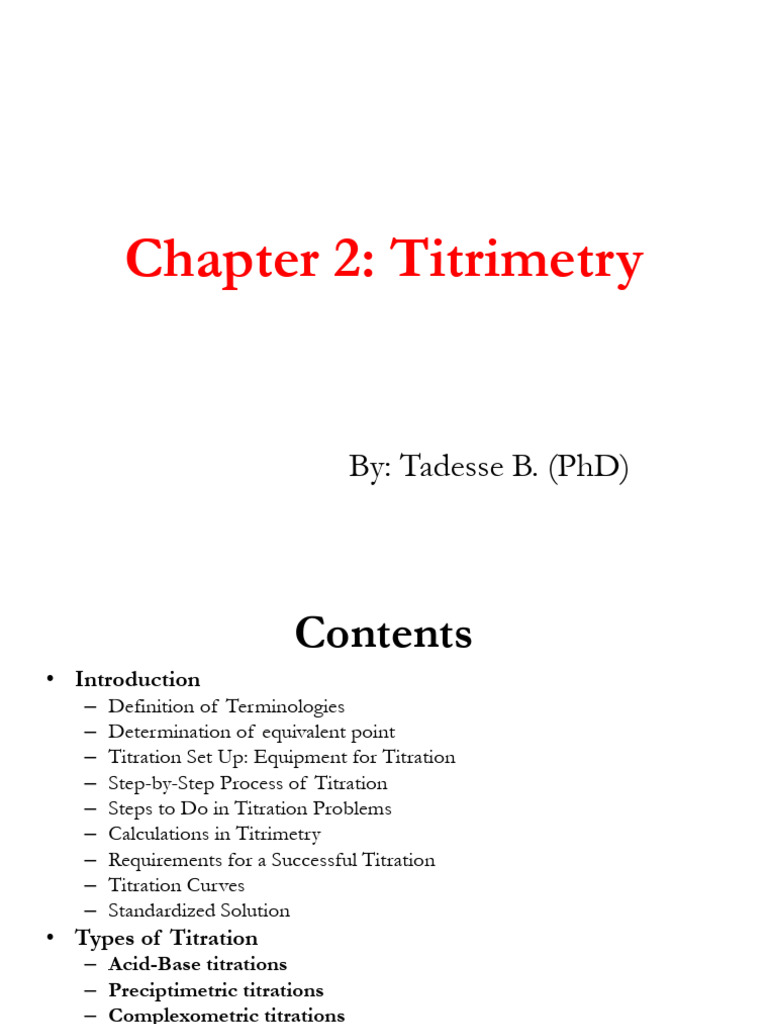 Chapter 2 Titrimetry | PDF | Titration | Chemistry