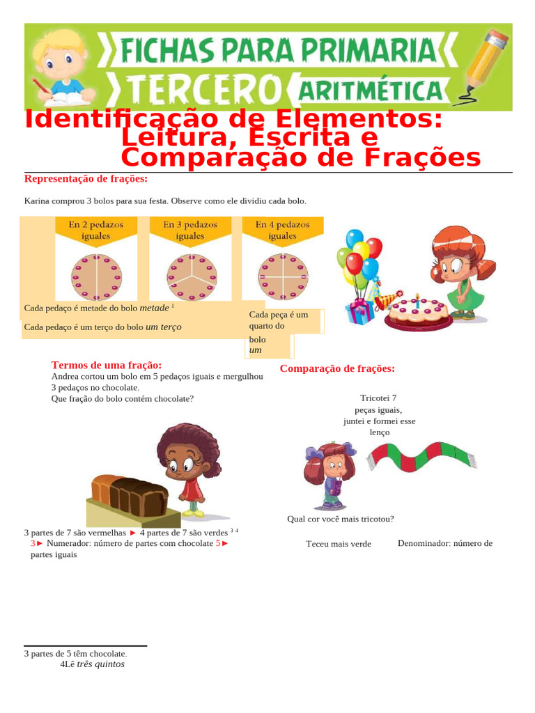 Leitura e Comparação de Frações 3º Ano | PDF