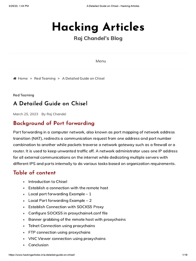 Chisel: A Comprehensive Usage Guide | PDF | Port (Computer Networking ...