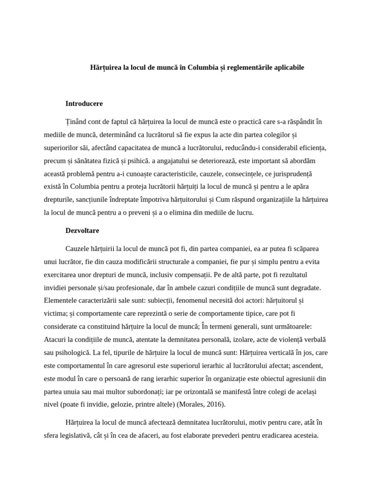 Eseu Despre Hărțuirea La Locul de Muncă | PDF