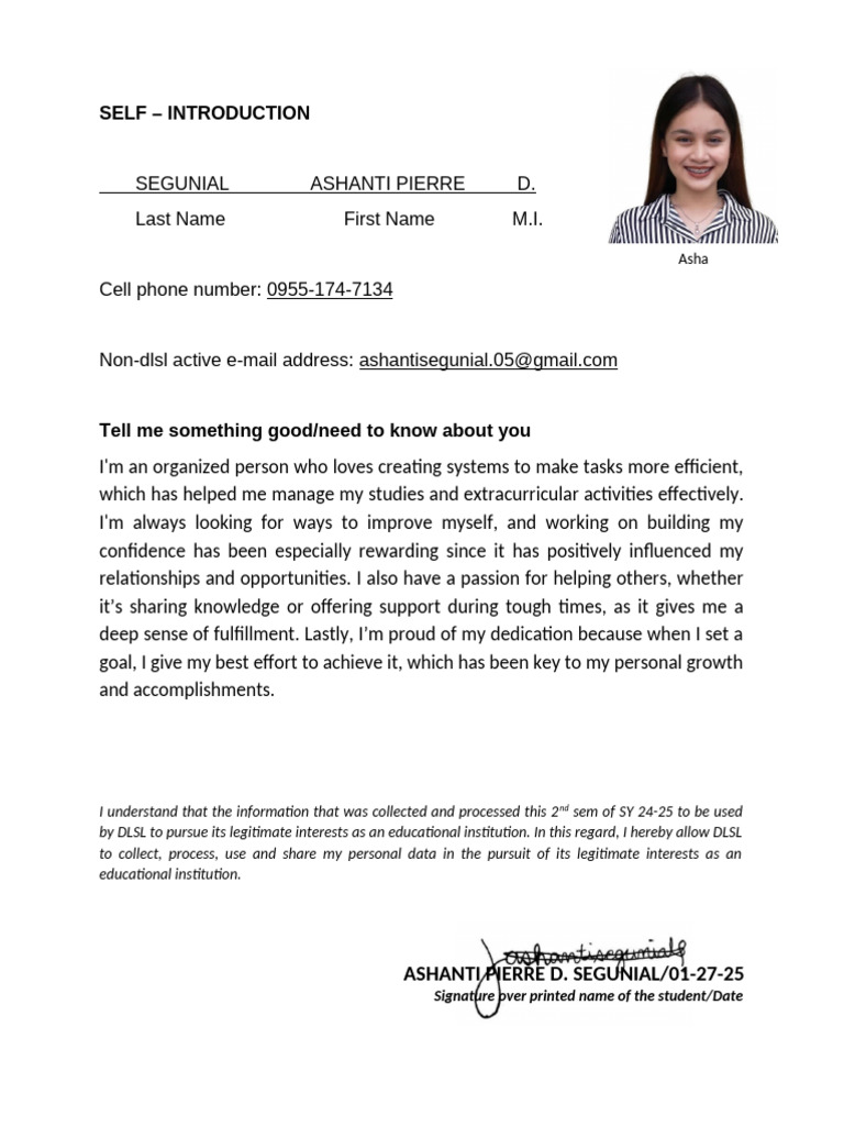 Self Introduction Template | PDF