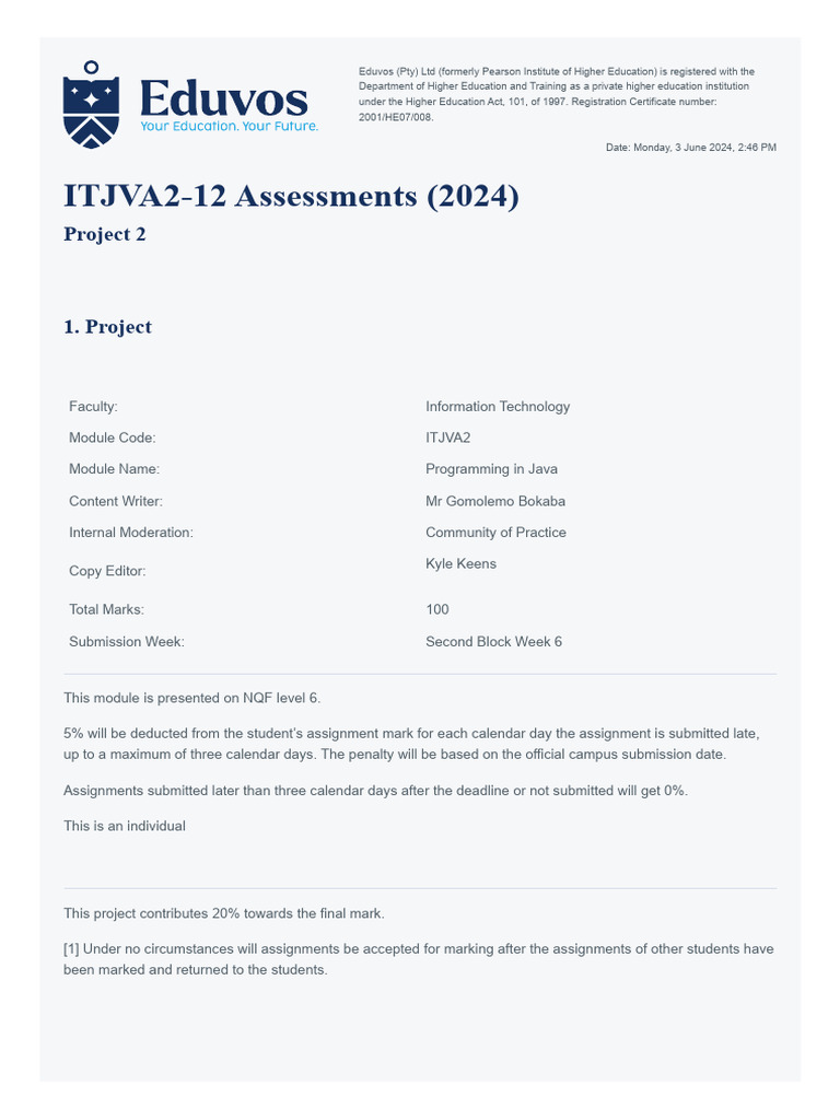 Java Programming Project Guidelines | PDF | Databases | Java ...