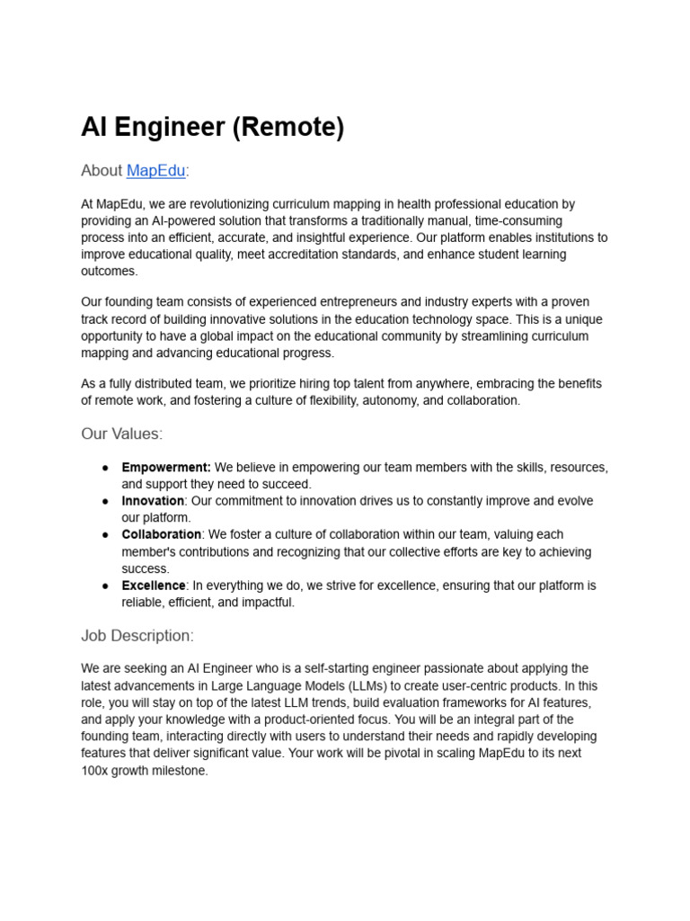 Remote AI Engineer Position at MapEdu | PDF | Artificial Intelligence ...