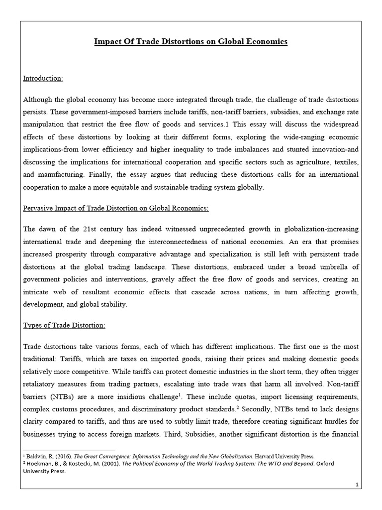 Trade Distortions and Global Economy Impact | PDF | Non Tariff Barriers ...