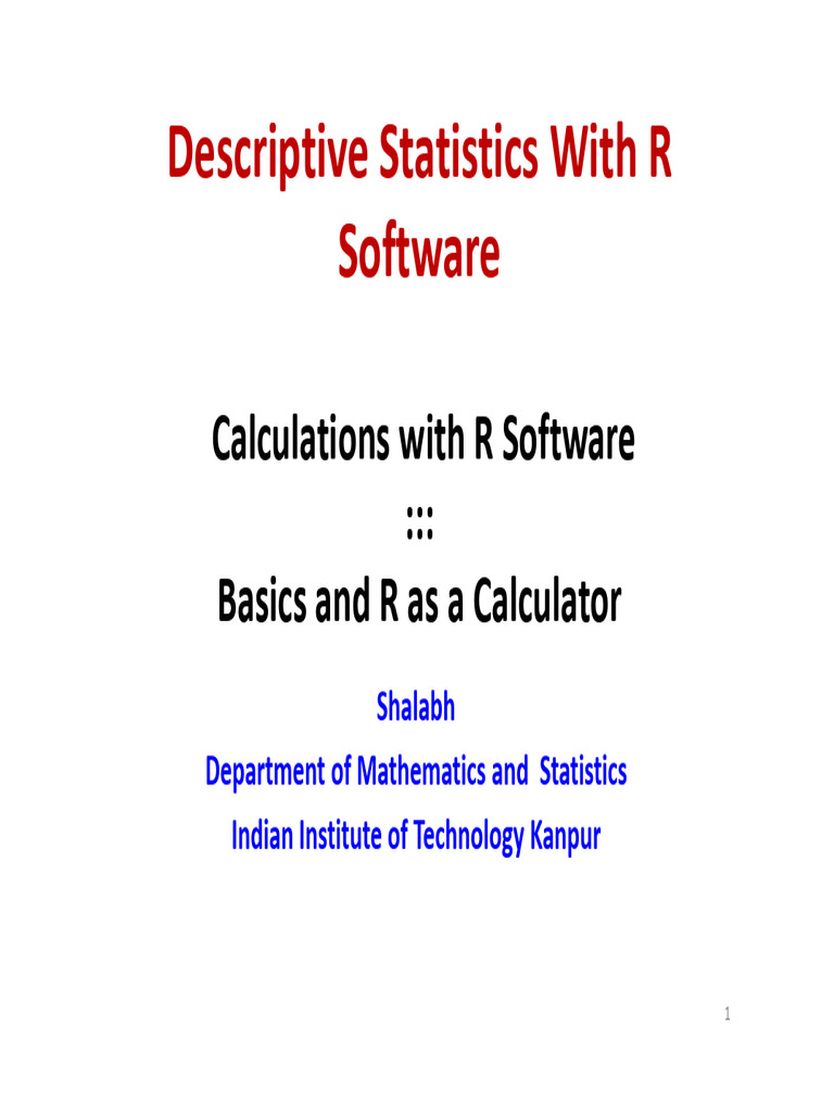 Lecture2-Calculations Withr-Math-Operation | PDF