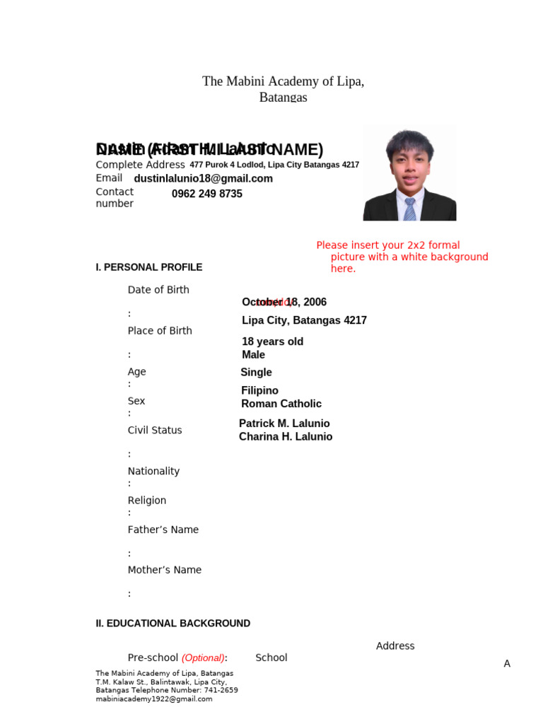 CV Template Dustin Adam Lalunio | PDF