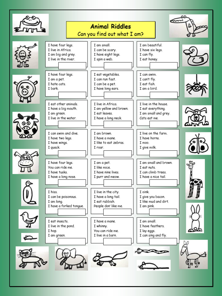 Animal Riddles 1 Easy Fun Activities Games - 716 1 | PDF | Zoology