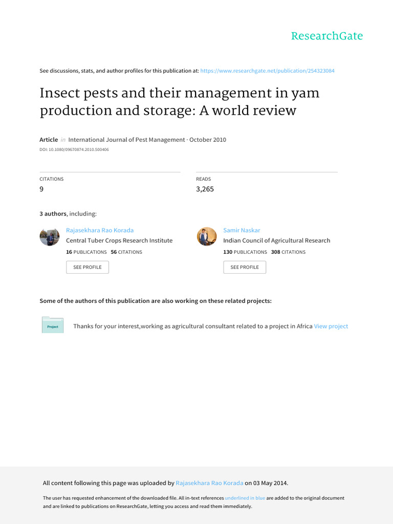 Yam Pest Management Strategies | PDF | Biological Pest Control | Pest ...