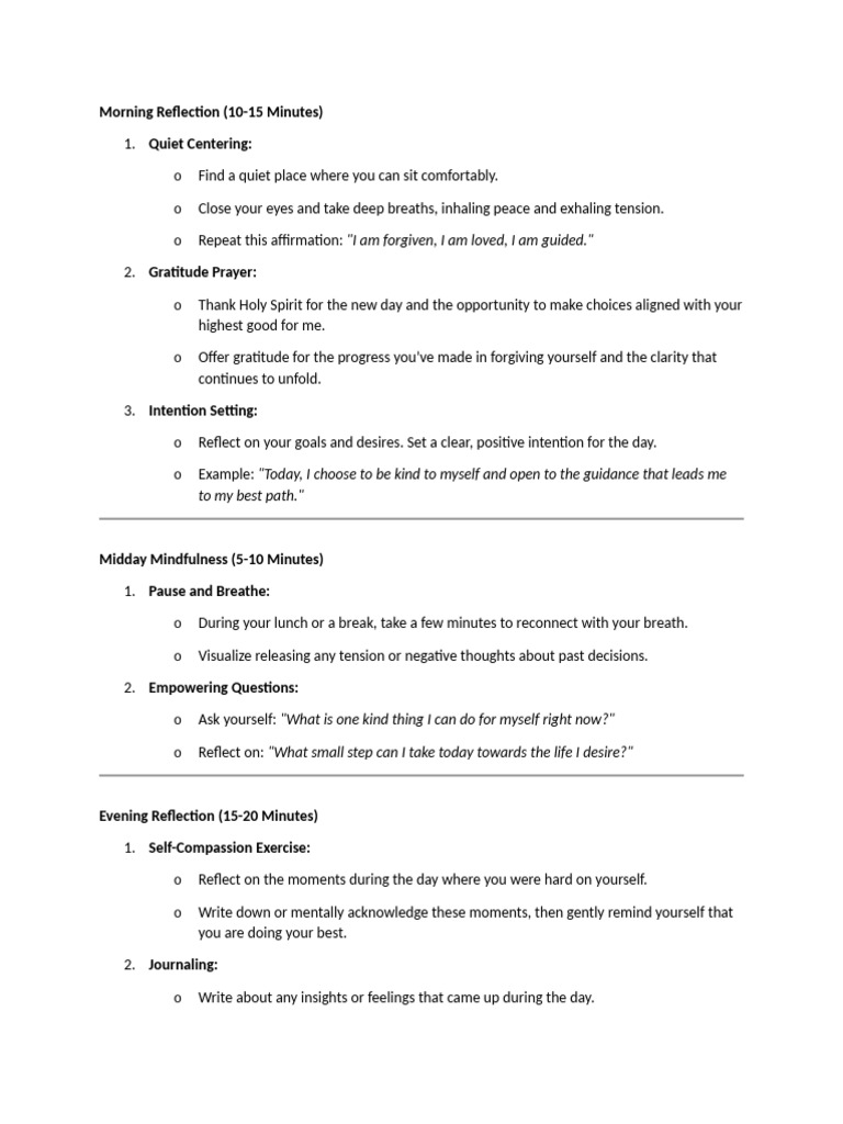 Daily Mindfulness and Reflection Guide | PDF | Prayer | Breathing