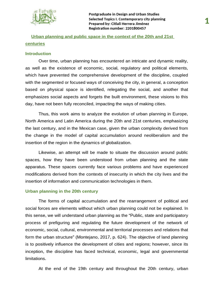 Evolution of Urban Planning | PDF | Urban Planning | The United States
