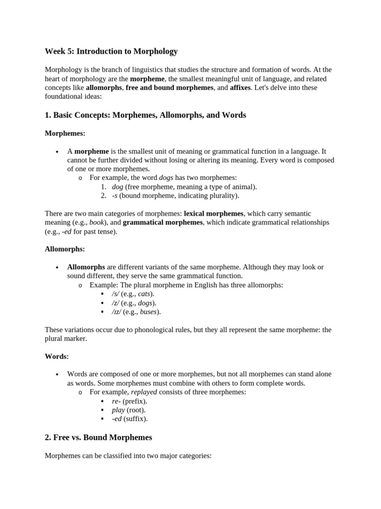 Understanding Morphology in Linguistics | PDF | Word | Morphology ...