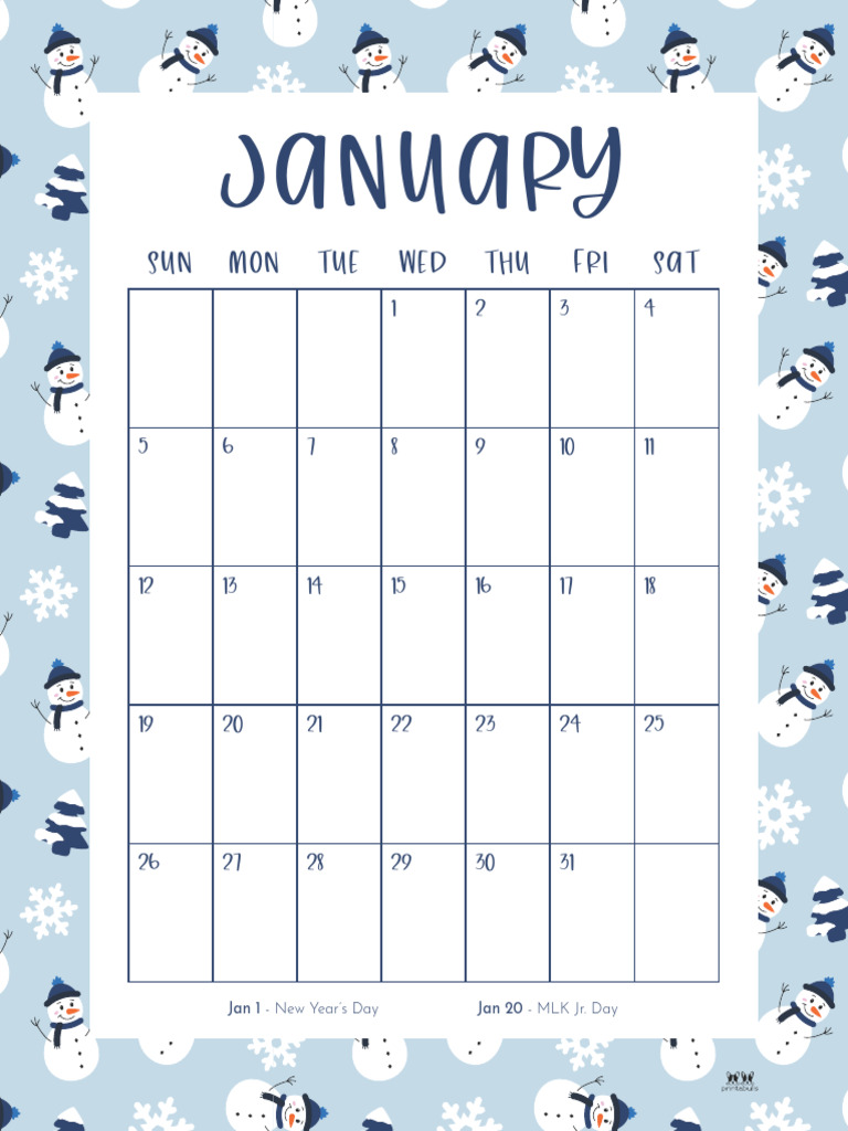 Printable January 2025 Calendar Style 54 | PDF