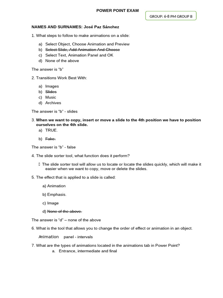 PowerPoint exam | PDF | Microsoft Power Point | Window (Computing)