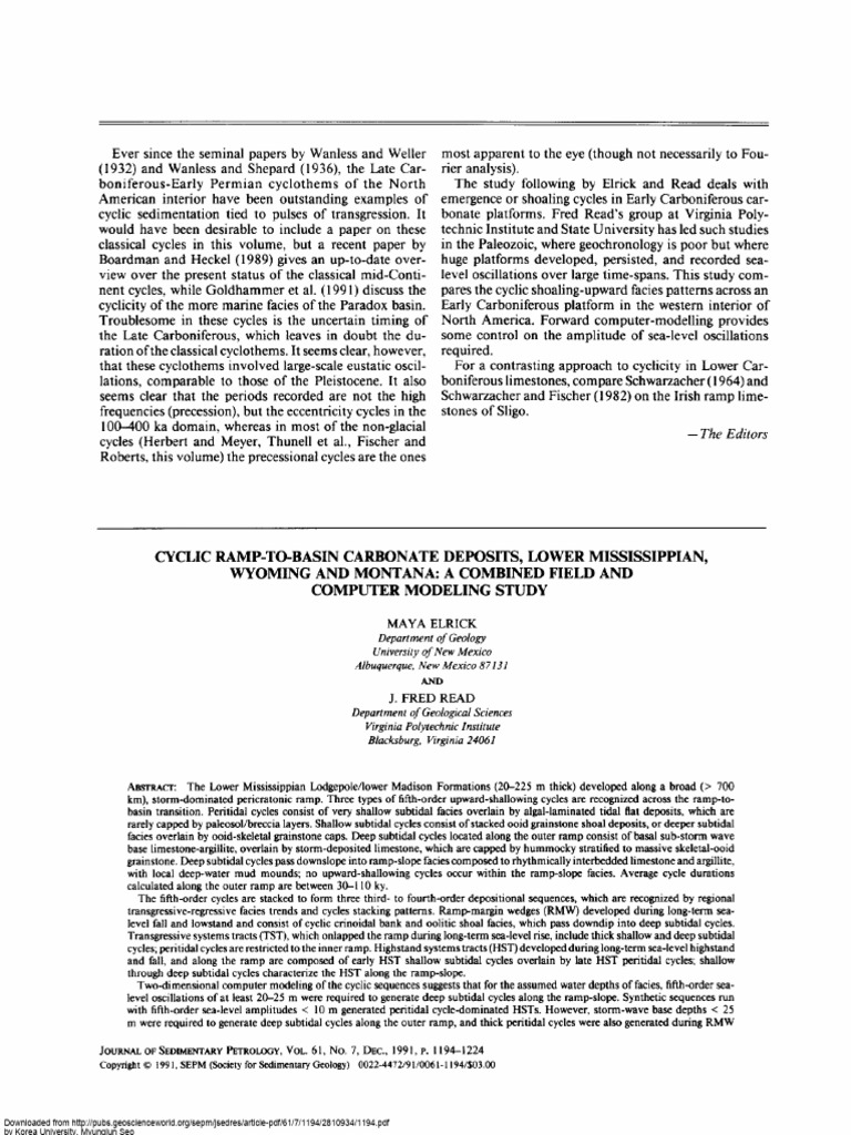 (Shoal) Elrick & Read, 1991_Cyclic Ramp-To-basin Carbonate Deposits (a ...