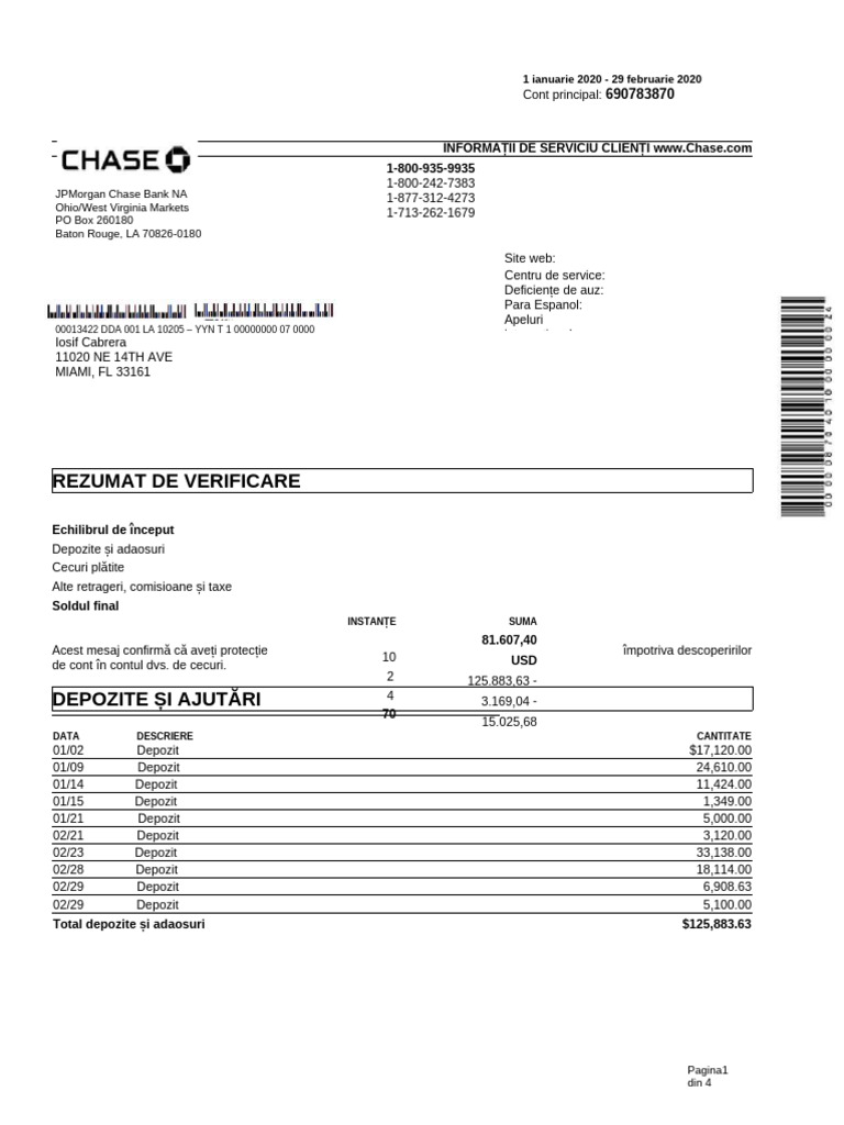 Șablon de Extrase de Cont Chase (1) 2 | PDF