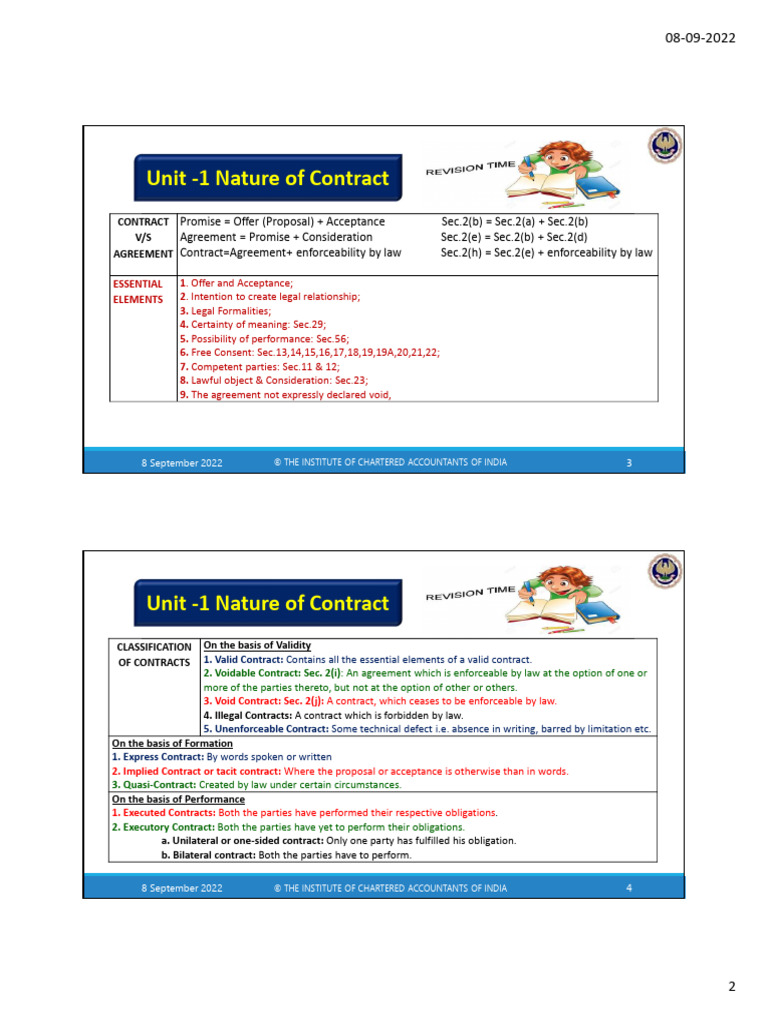 Ca Foundation Law Examination Preparation Pdf Offer And