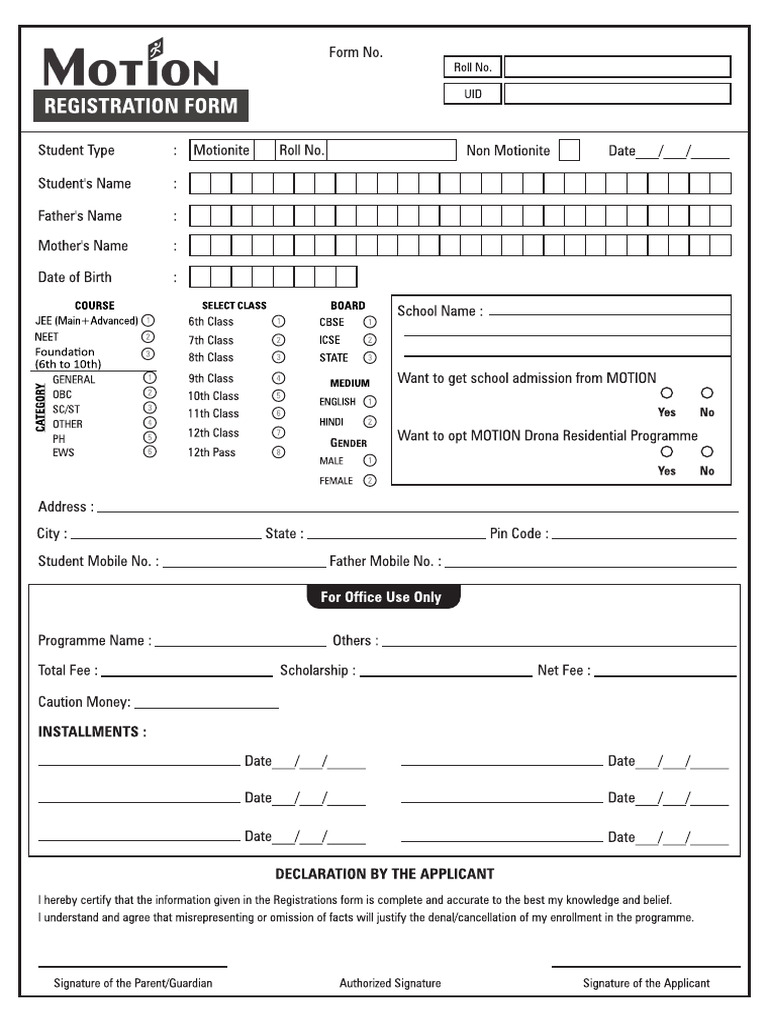 New Motion Application Form (Registration) | PDF