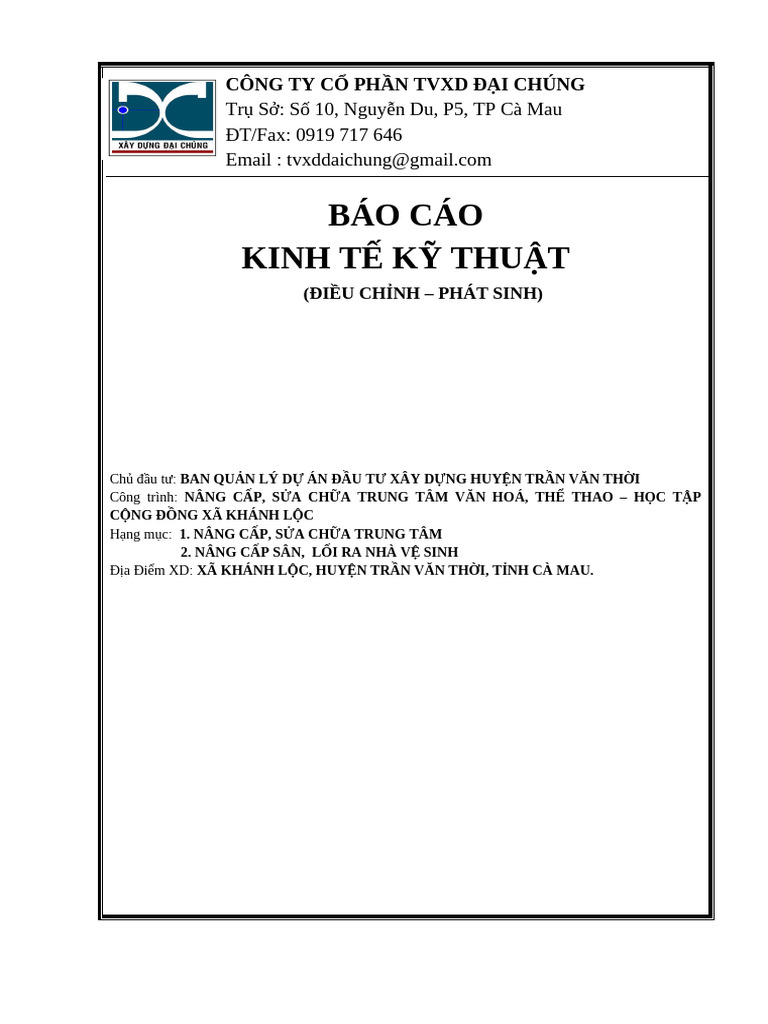 Bao Cao KTKT (Dieu Chinh, Phat Sinh) | PDF