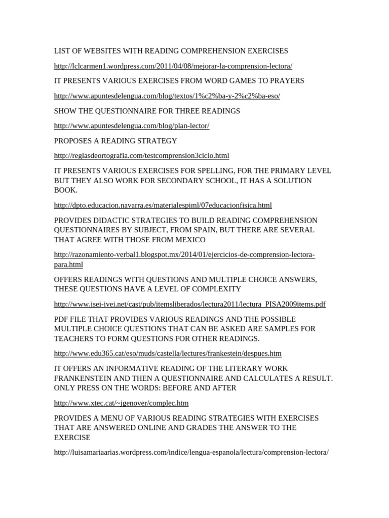 Free Reading Comprehension Resources | PDF | Reading Comprehension ...