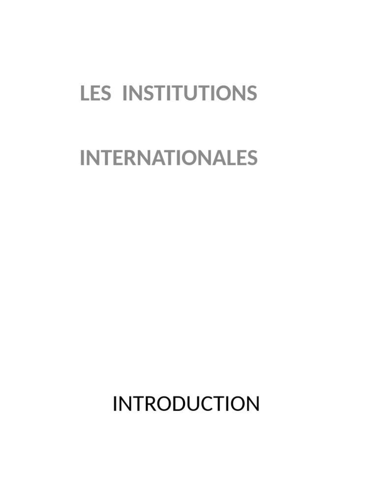 Institutions Internationales Définies | PDF | État | Souveraineté