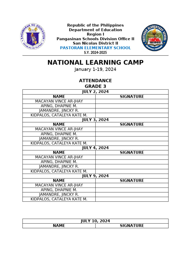 NLC Attendance | PDF