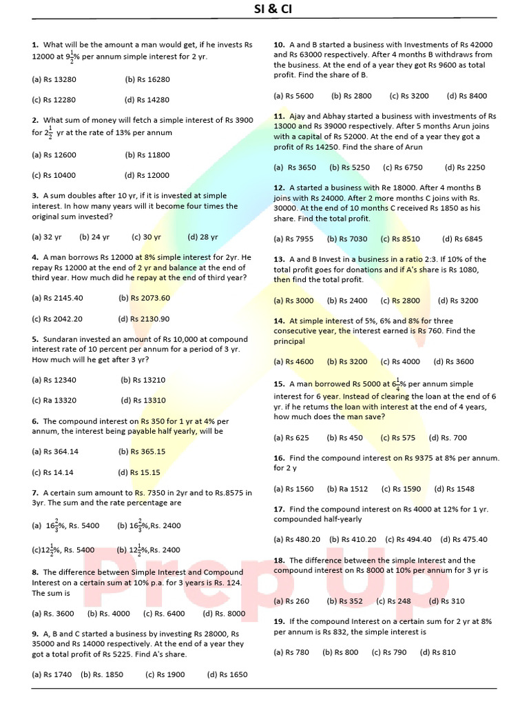 SI & CI - 1 | PDF | Interest | Compound Interest