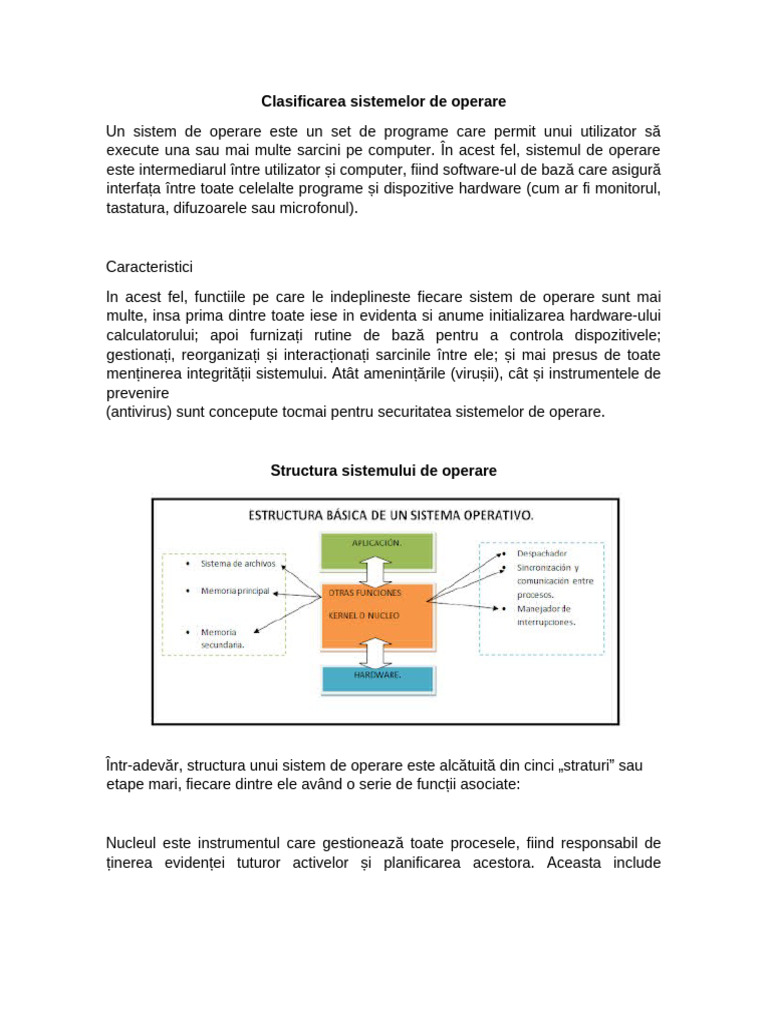Clasificarea Sistemelor de Operare | PDF