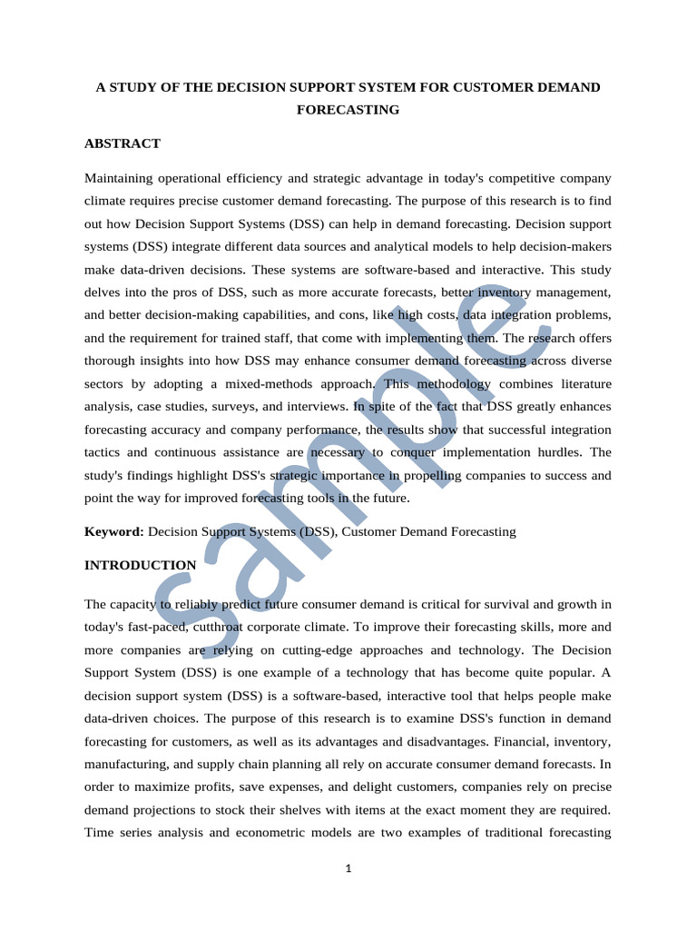 DSS for Customer Demand Forecasting | PDF | Forecasting | Data Analysis
