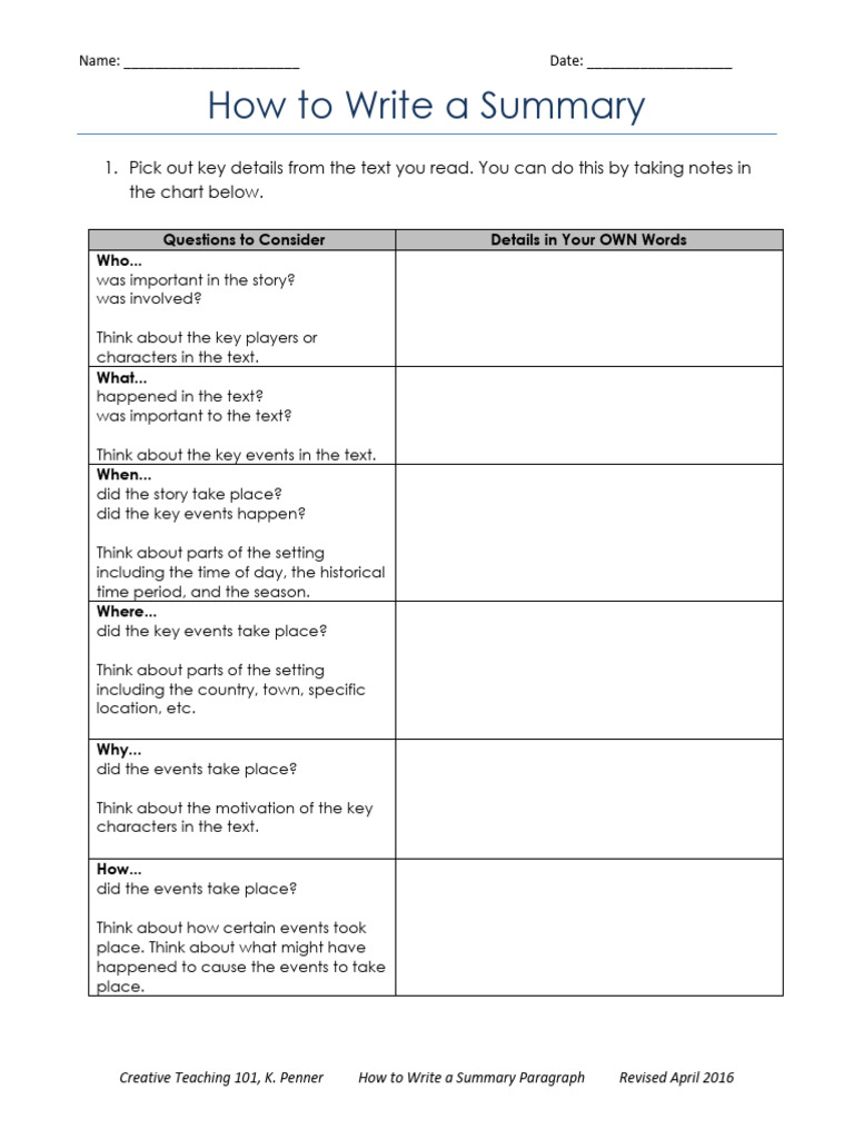 Summary Writing Guide for Students | PDF | Paragraph | Human Communication