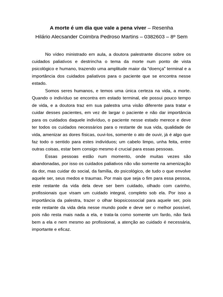 A Morte É Um Dia Que Vale A Pena Viver | PDF