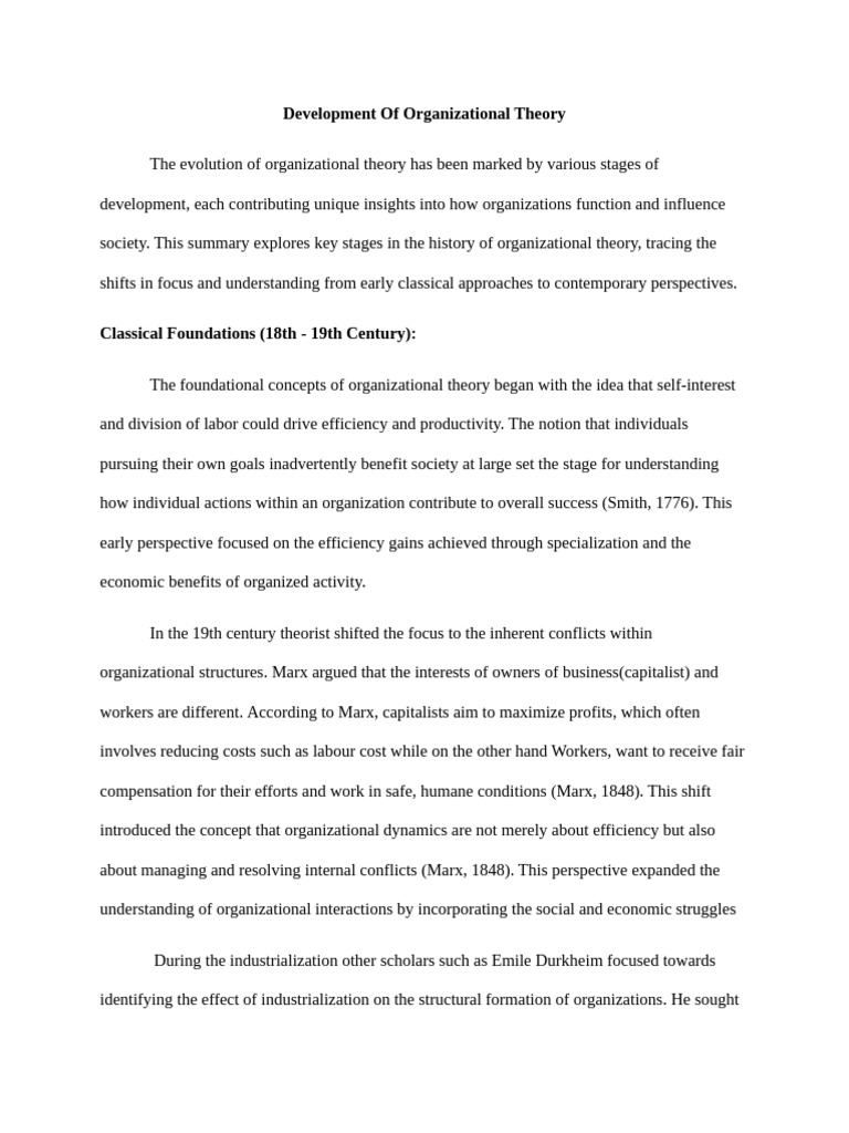 Evolution of Organizational Theory | PDF | Strategic Management ...