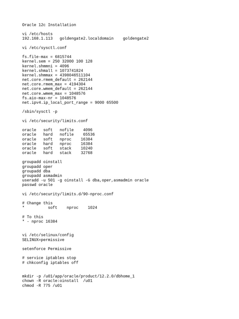 Oracle 12c Installation Steps | PDF