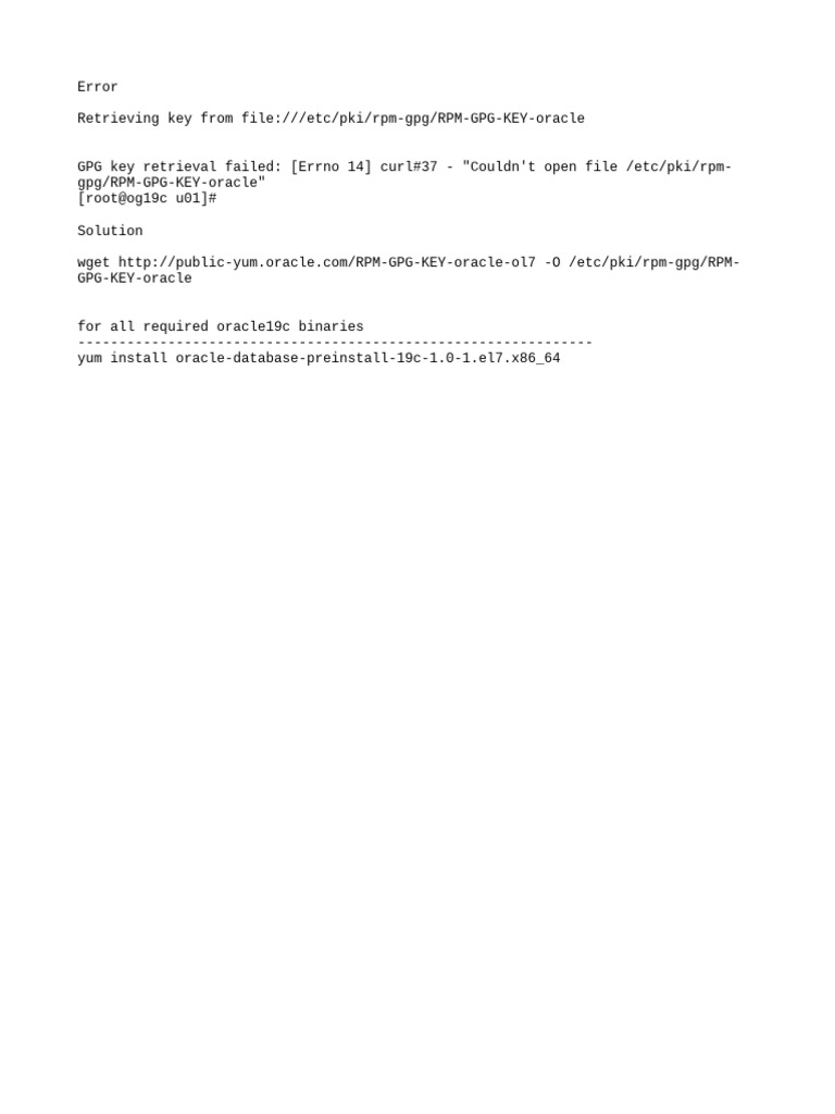 Fix Oracle GPG Key Retrieval Error | PDF