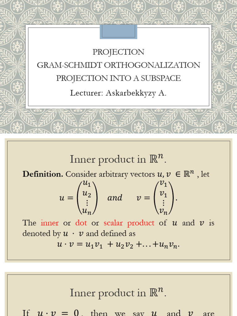 Gram-Schmidt Orthogonalization Guide | PDF | Basis (Linear Algebra ...
