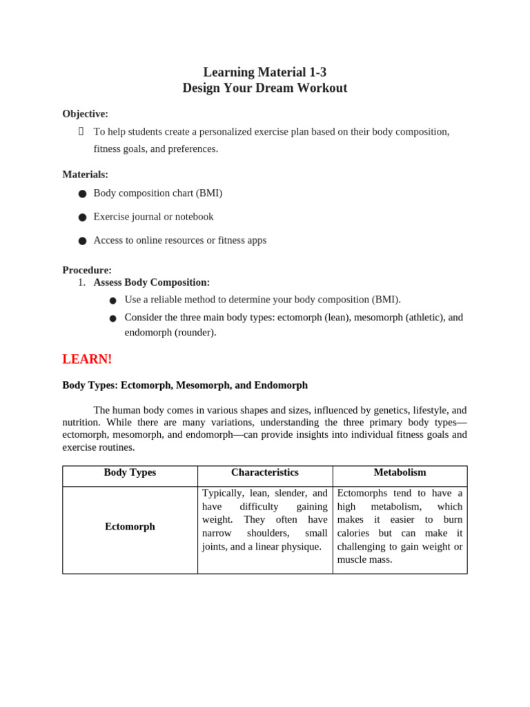 Design Your Personalized Workout Plan | PDF | Strength Training ...