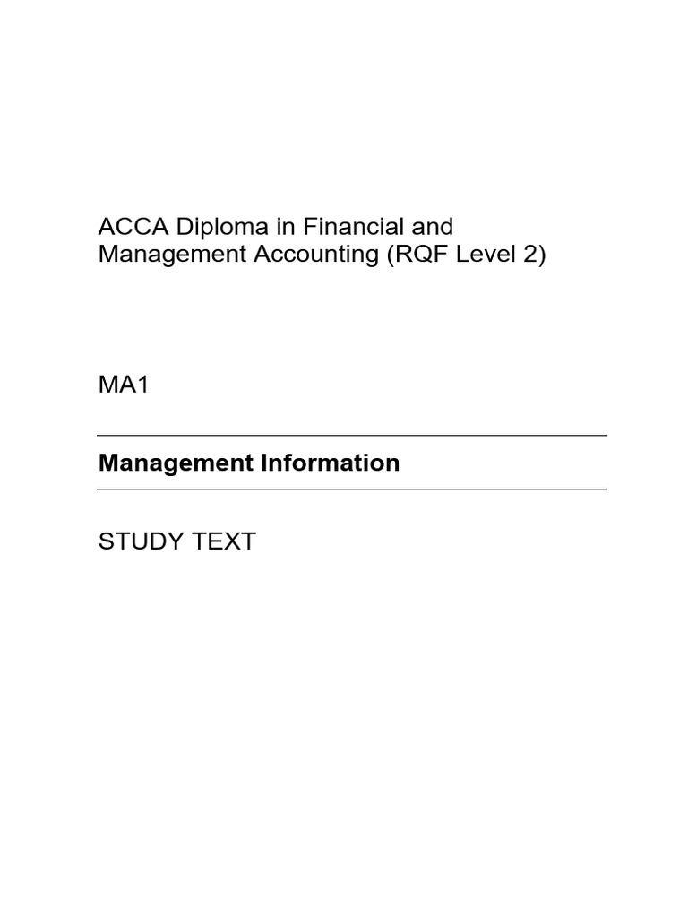ACCA MA1 Management Information Guide | PDF | Information | Bookkeeping