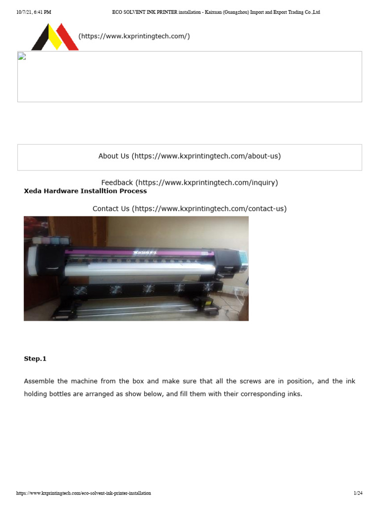 Eco Solvent Ink Printer Setup Guide | PDF | Printer (Computing) | Computing