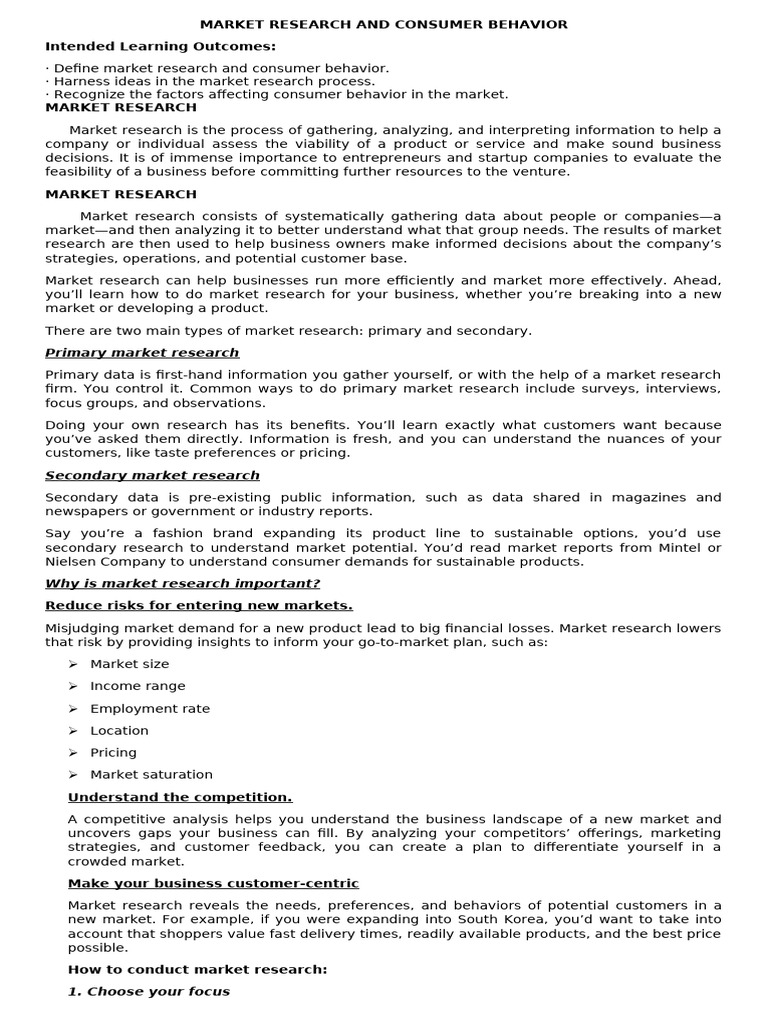 Market Research & Consumer Behavior Guide | PDF | Marketing Research ...