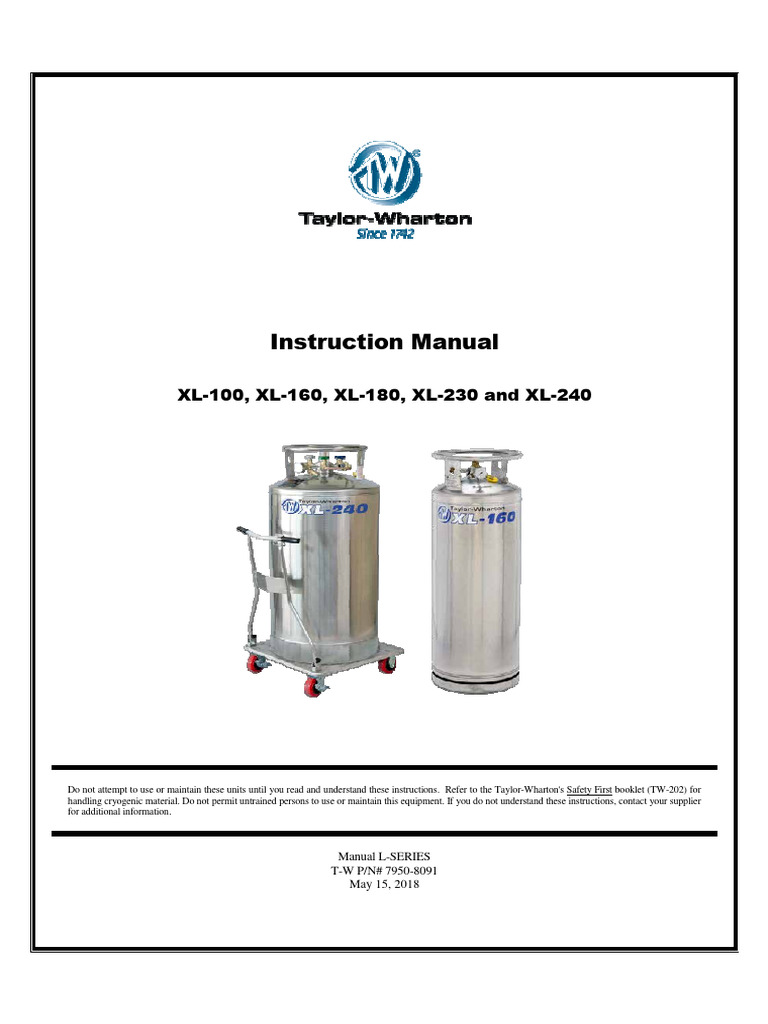 Taylor-Wharton XL-240 Manual | PDF | Valve | Pressure