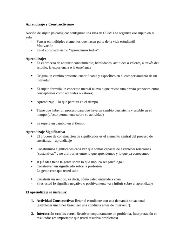 Aprendizaje Constructivista y Psicosocial | PDF | Aprendizaje ...