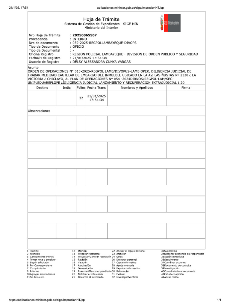 Diligencia Judicial de Trabar Medida Cautelar de Embargo 11ene25 CPNP ...