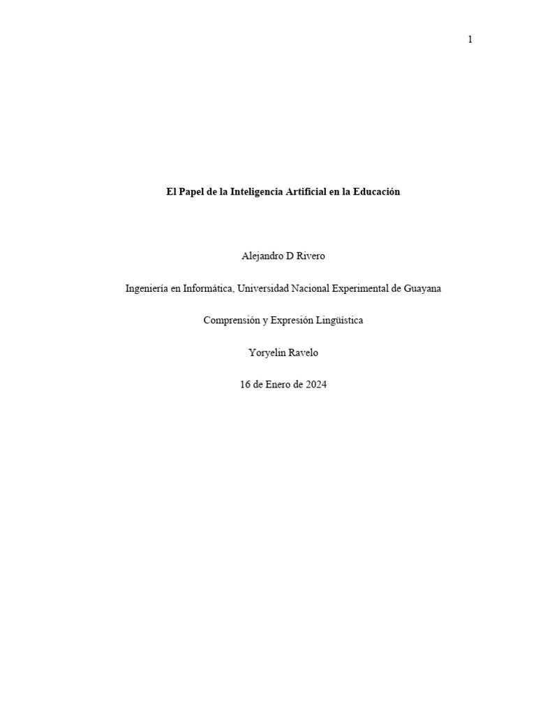 El Papel de La Inteligencia Artificial en La Educación | PDF ...